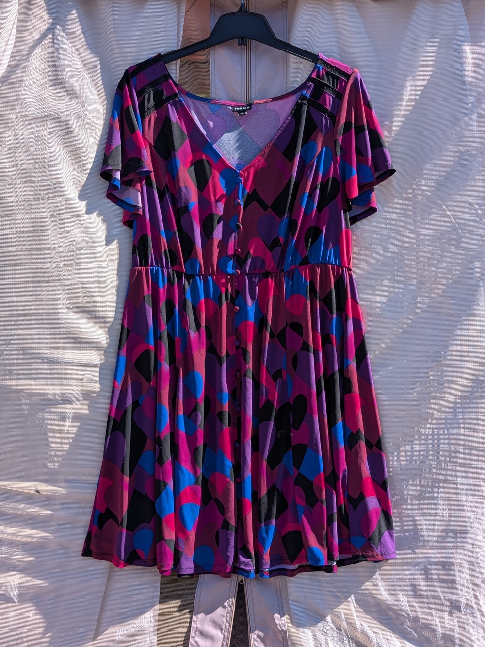 torrid Fuchsia, Purple & Blue Geometric V-Neck Mini Dress